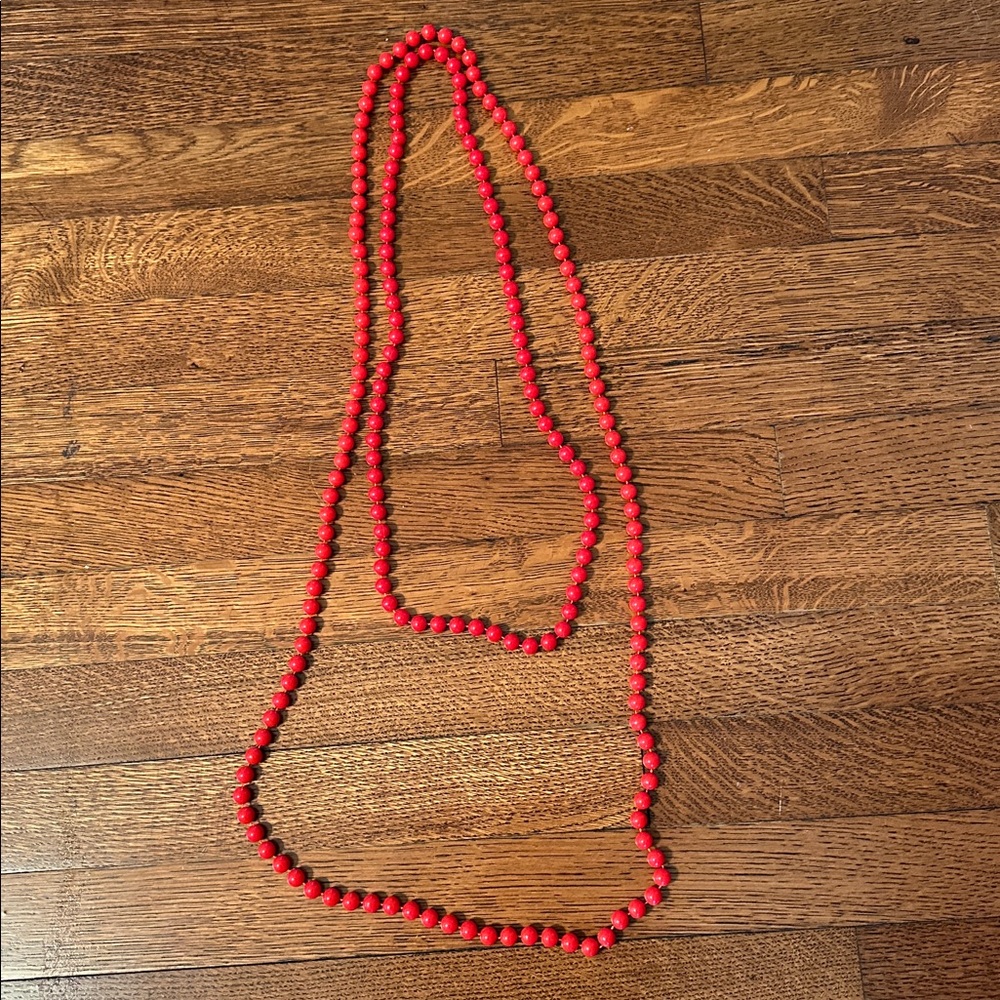 Set of 2 Vintage Red Plastic Beaded Necklaces